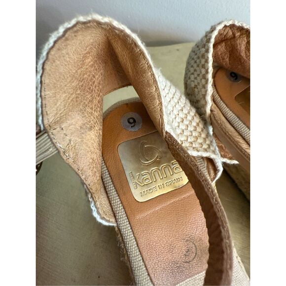 Kanna‎ Espadrilles Spain Open Toe Ankle Strap Tan Beige Size 9 - Picture 5 of 9